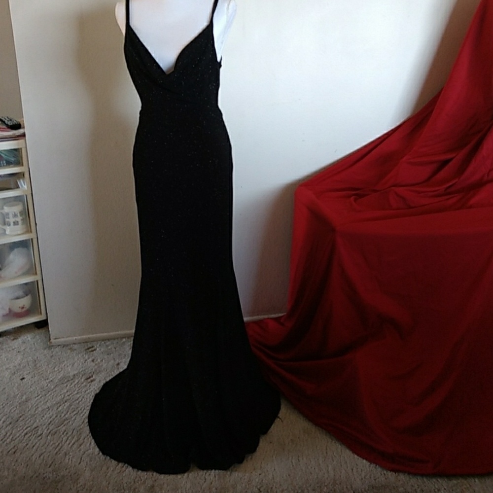 Betsy and Adam black long strapped dress.  Size 10